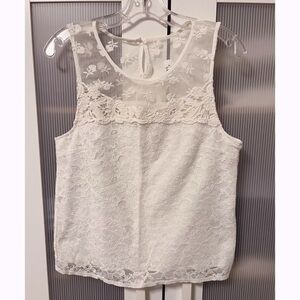 Gilly Hicks Y2K White Lace Sleeveless Top Size M